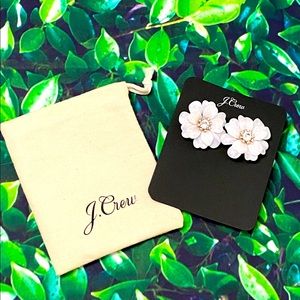 NWT J.Crew Floral Ivory & Gold Studs